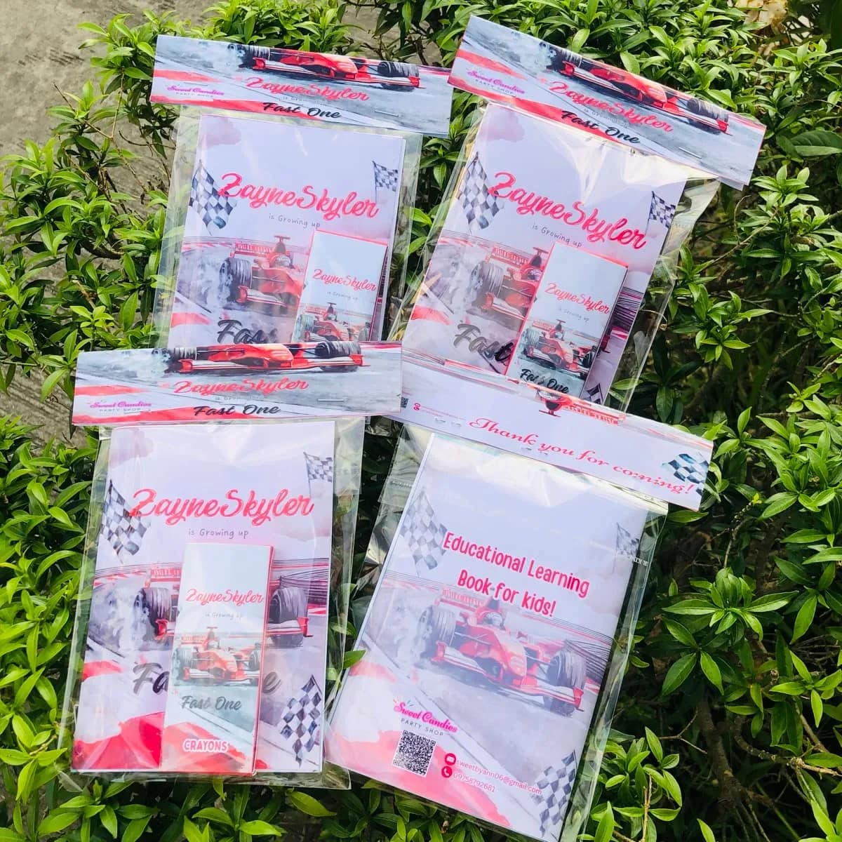 Pink customized chipbags with candy mix and toys, fresh batch